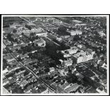 Légi felvétel, Kaposvár, Kaposvár látképe repülőről, Magyar Királyi Légügyi Hivatal, 1936, 1930-as évek, Horthy-korszak, Eredeti fotó, hátulján feliratozott, pecséttel jelzett papírkép.  
