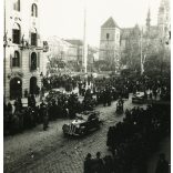 Ünnepi felvonulás, Kassa, Felvidék, gépkocsi, motorkerékpár, jármű, közlekedés, Horthy-korszak, helytörténet, Eredeti fotó,  papírkép.   