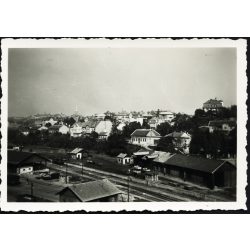   Déli pályaudvar bevezető szakasza, Budapest, jármű, közlekedés, helytörténet, 1940, 1940-es évek, Horthy-korszak, Eredeti fotó, hátulján feliratozott papírkép. 