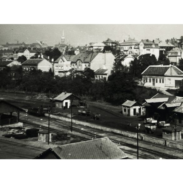 Déli pályaudvar bevezető szakasza, Budapest, jármű, közlekedés, helytörténet, 1940, 1940-es évek, Horthy-korszak, Eredeti fotó, hátulján feliratozott papírkép. 