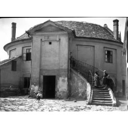   Szendrő István jelzetlen fotónegatívja, a selyemgombolyító épülete Óbudán, Budapest, Miklós tér 1., textilipar, épület, helytörténet, Horthy-korszak, 1930-as évek,  Eredeti nagyméretű fotó negatív! 