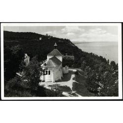   Római katolikus templom, Fonyód fürdő, Balaton, egyház, vallás, helytörténet, Horthy-korszak, 1930-as évek. Eredeti képeslap fotó, papírkép. 