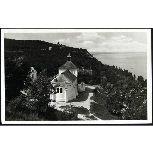 Római katolikus templom, Fonyód fürdő, Balaton, egyház, vallás, helytörténet, Horthy-korszak, 1930-as évek. Eredeti képeslap fotó, papírkép. 