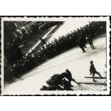 Magyar honvédek bevonulása, Kassa, Felvidék, üzletek, feliratok, kirakatok, lovas katona, egyenruha, 2. világháború, Horthy-korszak, helytörténet, 1938, 1930-as évek, Eredeti fotó,  papírkép. 