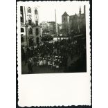 Magyar honvédek bevonulása, Kassa, Felvidék, ünnepi díszmenet, nők magyaros ünneplő ruhában, 2. világháború, Horthy-korszak, helytörténet, 1938, 1930-as évek, Eredeti fotó,  papírkép. 