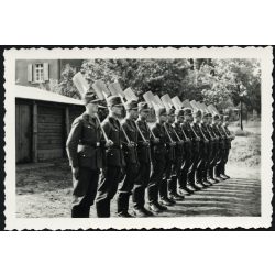   Foto-Löcke, Kaiserslautern, Németország, katona, egyenruha, náci, 2. világháború, Reichsarbeitsdienst (Birodalmi Munkaszolgálat) tagjai, ásó, lapát, 1940-es évek, Horthy-korszak, Eredeti fotó, hátulján jelzett papírkép.  