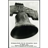 Az olimpiai harang, Berlin, Németország, birodalmi sas, náci, olimpiai játékok, 1936, 1930-as évek, Horthy-korszak, Eredeti képeslap fotó, papírkép, különleges postai bélyegzővel.   