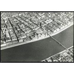   Ritka légifelvétel a Kossuth híddal, Budapest, Duna, Országház, Belváros, közlekedés, 1950-es évek, kommunizmus, Eredeti fotó, papírkép.  