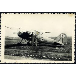   Zámolyi M 28 Daru II  magyar gyártmányú repülőgép, mindössze néhány darab készült belőle, Szentes, pilóta, jármű, közlekedés, aviatika, 1951, 1950-es évek, kommunizmus, Eredeti fotó, papírkép. 