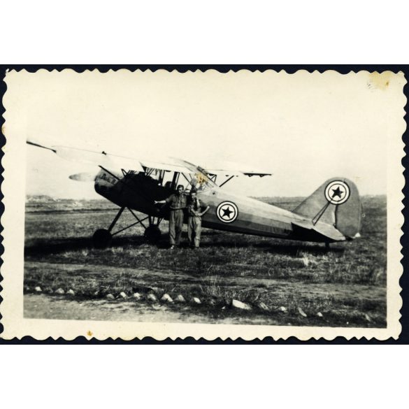 Zámolyi M 28 Daru II  magyar gyártmányú repülőgép, mindössze néhány darab készült belőle, Szentes, pilóta, jármű, közlekedés, aviatika, 1951, 1950-es évek, kommunizmus, Eredeti fotó, papírkép. 