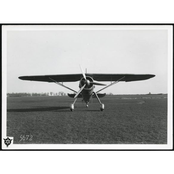 Nagyobb méret, Henschel német gyártmányú katonai felderítő repülőgép, Németország, Hs 126, jármű, közlekedés, aviatika, 2. világháború, 1930-as évek, Horthy-korszak, Eredeti gyári fotó, pecséttel jelzett papírkép.   méret megközelítőleg (centiméterbe