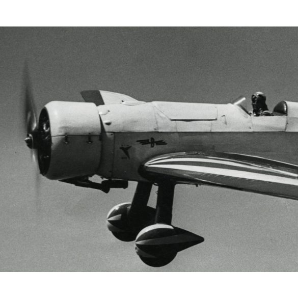 Nagyobb méret, Messerschmitt BFW M.35 típusú német repülőgép náci horogkeresztes jelzéssel, 15 darab készült belőle. Bayerische Flugzeugwerke, Németország. D-EQAN lajstromjel, jármű, közlekedés, aviatika, 2. világháború, 1930-as évek, Horthy-korszak,