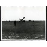 Bücker Bü 131D-2 Csíz repülőgép balesete, Magyarország, HA-BKG magyar lajstromjellel, , aviatika, jármű, közlekedés, 1950-es évek, kommunizmus, Eredeti fotó, papírkép.   