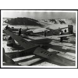   Let LG-125 Šohaj 2 csehszlovák gyártmányú vitorlázó repülőgép, Magyarország, HA-4118 magyar lajstromjel, Hármashatárhegy, aviatika, jármű, közlekedés, 1950-es évek, kommunizmus, Eredeti fotó, papírkép.  
