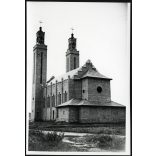 Nagyobb méret, Szendrő István fotóművészeti alkotása, Pusztaszabolcs, az új Szent Imre katolikus templom, egyház, vallás, helytörténet, Fejér megye, 1940-es évek. Eredeti, hátulján feliratozott papírkép,. Dekorációnak, ajándéknak is kiváló. 