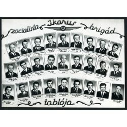   Ikarus Szocialista Brigád, Budapest, tablókép, közlekedéstörténet,  1973., 1970-es évek, szocializmus, Eredeti fotó, pecséttel jelzett papírkép.   