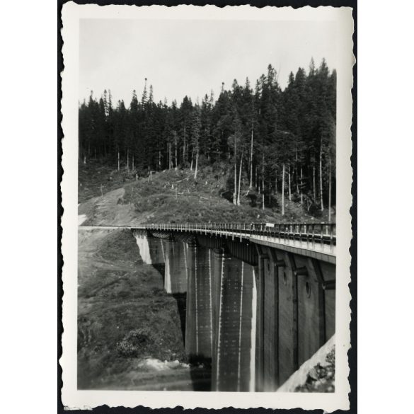 Borgó vasút, Erdély, a 9. őrség hídja, közlekedés, 2. világháború, helytörténet, 1940. szeptember 19, , 1940-es évek, Horthy-korszak, Eredeti fotó, hátulján feliratozott papírkép.   