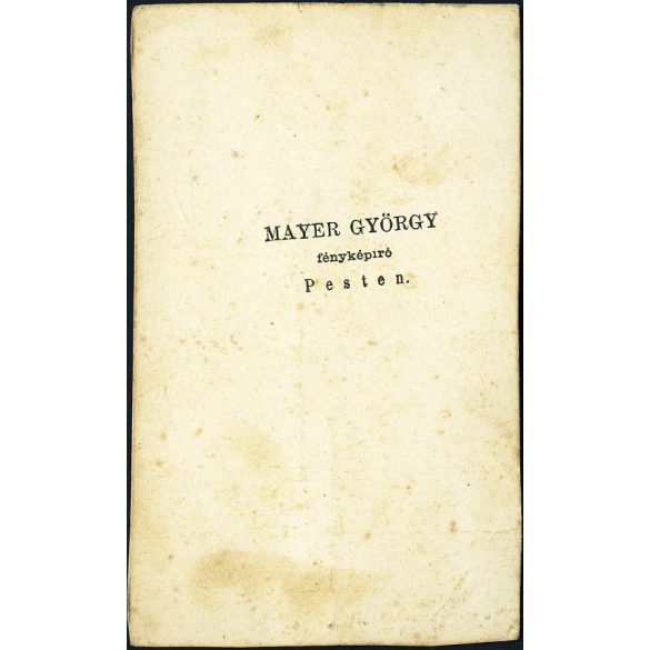 Mayer György fényképíró műterme, Pest elegáns szakállas portréja, szivar, monarchia, 1860-as évek, Eredeti CDV, vizitkártya fotó, oldala, alja vágott.   