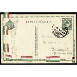 Egy 1. világháborús lap jól olvasható írással, Budapestre címezve, 1916, 1910-es évek, monarchia, Eredeti nemzetiszínű szalaggal  díszített levelezőlap, ritka.  