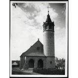 Szendrő István fotóművészeti alkotása, Monor, evangélikus templom, helytörténet, egyház, Pest megye, 1930-as évek. Eredeti, pecséttel jelzett fotó, papírkép. 