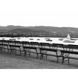 Szendrő István jelzetlen fotónegatívja, téli Balaton, Keszthely, parti sétány, padok, helytörténet, Horthy-korszak, 1930-as évek,  Eredeti nagyméretű fotó negatív!   