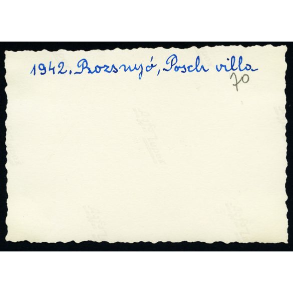 Pósch-villa, Rozsnyó, Felvidék (Szlovákia), Pósch József villája,  városkép, épület, 2. világháború, 1942, , 1940-es évek, Horthy-korszak, Eredeti fotó, hátulján feliratozott papírkép.  