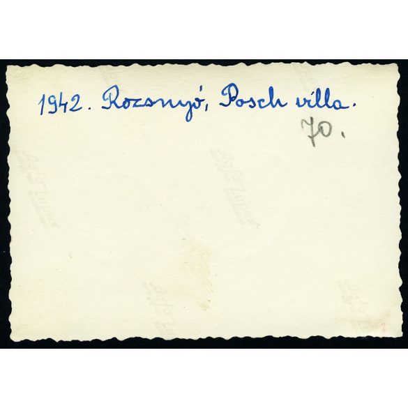 Pósch-villa,  Rozsnyó, Felvidék (Szlovákia), Pósch József villája,  városkép, épület, 2. világháború, 1942, , 1940-es évek, Horthy-korszak, Eredeti fotó, hátulján feliratozott papírkép. 