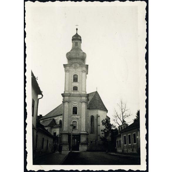 Szűz Mária Mennybevétele templom,  Rozsnyó, Felvidék (Szlovákia), püspöki székesegyház,  városkép, egyház,  épület, 2. világháború, 1942, , 1940-es évek, Horthy-korszak, Eredeti fotó, hátulján feliratozott papírkép. 
