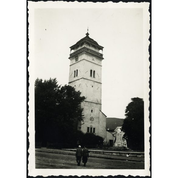 Rákóczi őrtorony,  Rozsnyó, Felvidék (Szlovákia),  városkép, Fő tér,  épület, 2. világháború, 1942, , 1940-es évek, Horthy-korszak, Eredeti fotó, hátulján feliratozott papírkép.  
