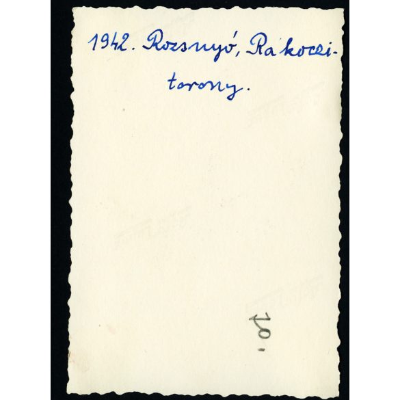 Rákóczi őrtorony,  Rozsnyó, Felvidék (Szlovákia),  városkép, Fő tér,  épület, 2. világháború, 1942, , 1940-es évek, Horthy-korszak, Eredeti fotó, hátulján feliratozott papírkép.  