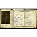 A Kossuth Főgimnázium Tanintézet igazolása, Cegléd, Horthy- korszak, 1920-as évek, Eredeti pecsétekkel, Magyar Államvasutak mélynyomó pecséttel jelzett kihajtható igazolvány beragasztott CDV, vizitkártya fotóval. 