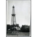 Olaj fúrótorony, Gellénháza, olajkitermelés, Zala megye, ipar, szocializmus, helytörténet, 1950-es évek, Eredeti fotó, papírkép.