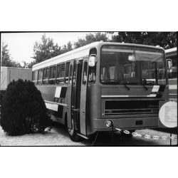   Nagyobb méret, Ikarus 259 orrmotoros prototípus autóbusz, Budapest, ADA-program, BNV kiállítás, jármű, közlekedés, szocializmus, 1970-es évek, Eredeti fotó, papírkép.