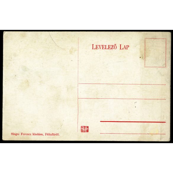 Postahivatal, Félixfürdő, Erdély, 1910-es évek, monarchia, Eredeti színezett képeslap fotó, papírkép.  