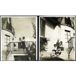 2 darab fotó, modern villa a Rózsadombon, Budapest, 2. kerület, város, helytörténet, 1930-as évek, Horthy-korszak, Eredeti fotó, hátilján feliratozott papírkép.   