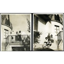   2 darab fotó, modern villa a Rózsadombon, Budapest, 2. kerület, város, helytörténet, 1930-as évek, Horthy-korszak, Eredeti fotó, hátilján feliratozott papírkép.   