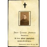 Nagy Quidus Ambrus ferences pap, Érsekújvár, Felvidék, egyház, vallás, , helytörténet, 1885, 1880-as évek, monarchia, Eredeti fotó, kartonra ragasztott papírkép, emléklap. 