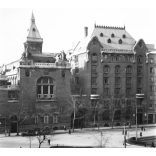 Fotó negatív, közlekedés a Horváth Mihály téren, Budapest, Baross utca, 8. kerület, villamosmegálló, autó, jármű, közlekedés, városkép,, helytörténet, Horthy-korszak, 1930-as évek,  Eredeti nagyméretű fotó negatív! 