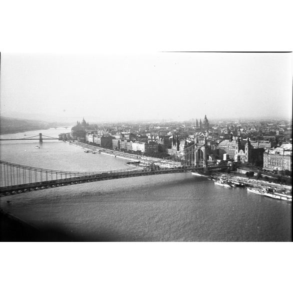 Fotó negatív, Régi Erzsábet híd, Budapest, Duna, látkép, , közlekedés, 5. kerület, városkép,, helytörténet, Horthy-korszak, 1930-as évek,  Eredeti nagyméretű fotó negatív!