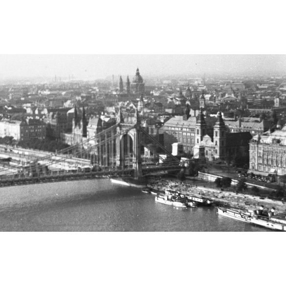 Fotó negatív, Régi Erzsábet híd, Budapest, Duna, látkép, , közlekedés, 5. kerület, városkép,, helytörténet, Horthy-korszak, 1930-as évek,  Eredeti nagyméretű fotó negatív!