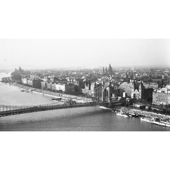 Fotó negatív, Régi Erzsábet híd, Budapest, Duna, látkép, , közlekedés, 5. kerület, városkép,, helytörténet, Horthy-korszak, 1930-as évek,  Eredeti nagyméretű fotó negatív!
