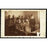 Sebesült katonák egy katonakórházban, ápolónő, orvos, egyenruha, különös arcok, katona, 1. világháború, 1910-es évek, monarchia, Eredeti fotó, papírkép.   