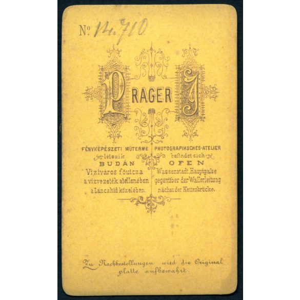 Prager József műterme, Ofen, Buda, elegáns nő portréja, monarchia előtti korszak, 1860-as évek, Eredeti CDV, vizitkártya fotó.   