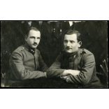 K.u.K vasúti ezred katonái, egyenruha, 1. világháború, Bardóczy Bélának címezve, Dálnok, Erdély, Háromszék megye,   helytörténet, 1910-es évek, monarchia,. Eredeti fotó, hátulján feliratozott papírkép.  