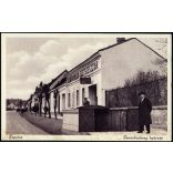 Tavasbarlang  lejárata, Tapolca, Kisfaludy utca, szeszgyár, reklám, felirat, kirakat, helytörténet, Monostory György kiadása, 1930-as évek, Horthy-korszak, Eredeti képeslap fotó, papírkép.  