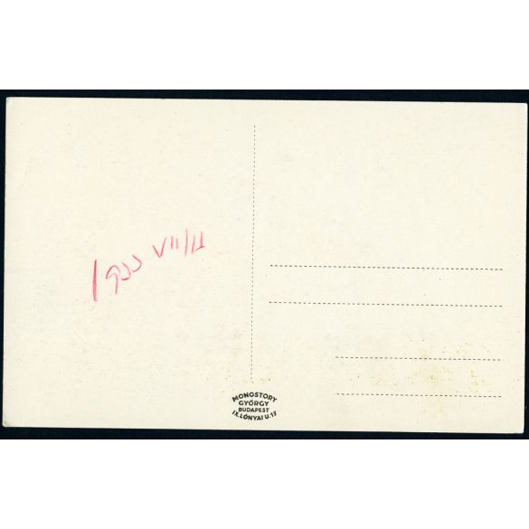 Tavasbarlang  lejárata, Tapolca, Kisfaludy utca, szeszgyár, reklám, felirat, kirakat, helytörténet, Monostory György kiadása, 1930-as évek, Horthy-korszak, Eredeti képeslap fotó, papírkép.  